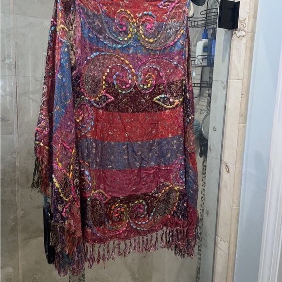 Soft Surroundings Jackets & Blazers - Soft Surroundings Multicolor Patterned Vest With Fringe